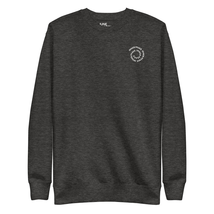 Charcoal Crewneck Sweatshirt that helps feel better every day with "Inner peace".