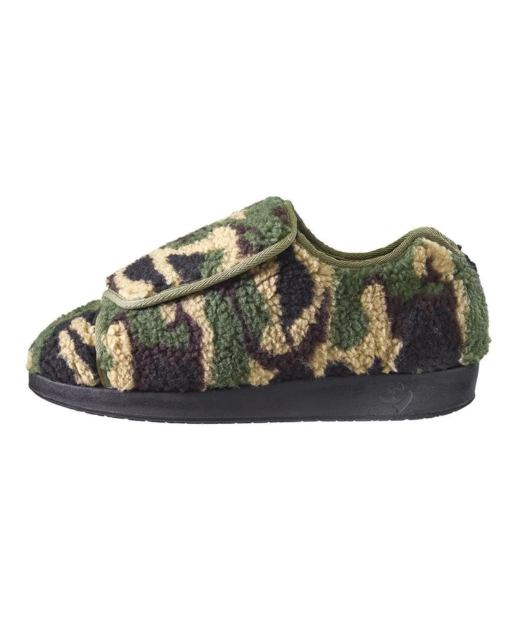 Men's Wide Non-Slip Indoor Slippers with Easy Closures Camo