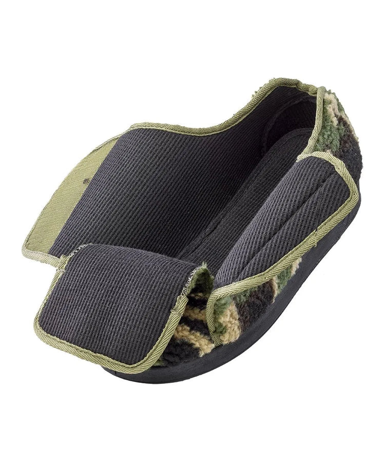 Men's Wide Non-Slip Indoor Slippers with Easy Closures Camo