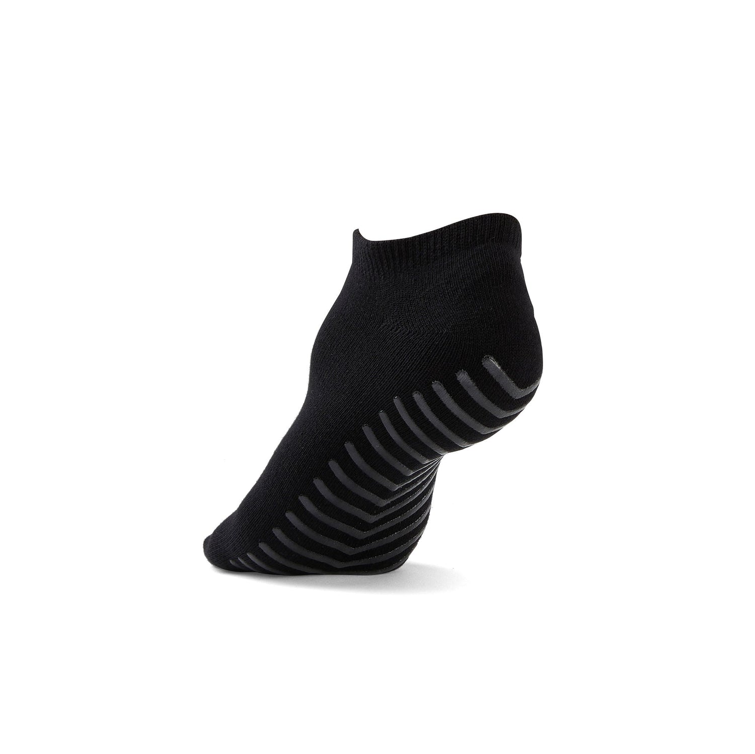 Black anti slip ankle socks made of ultra soft cotton with sticky grips.