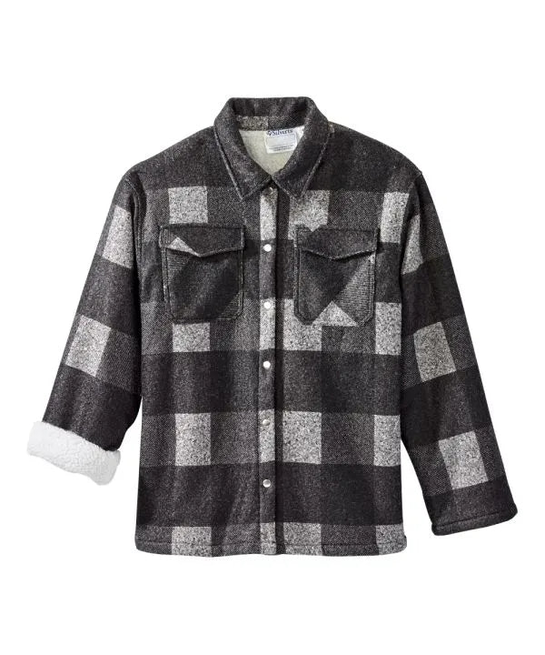 mens black sherpa lined jacket with magnetic buttons