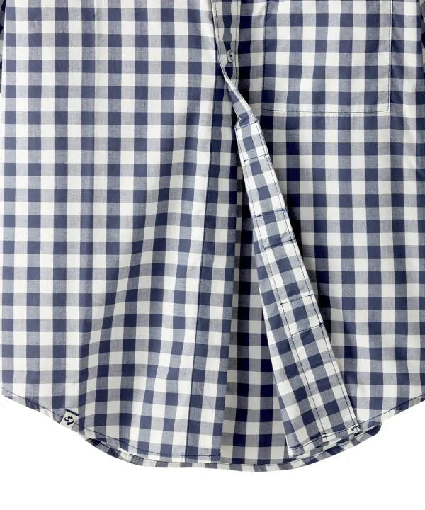 Blue Gingham short sleeve magnetic shirt