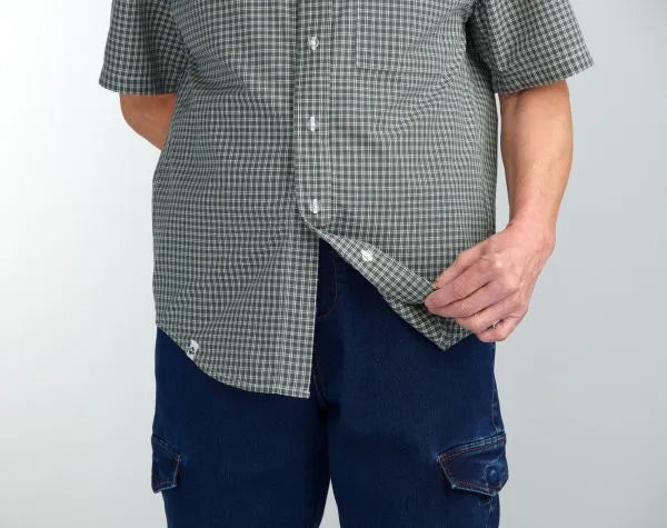 Green Gingham short sleeve magnetic shirt