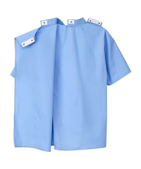 Men's Short Sleeve Button Down Shirt with Back Overlap