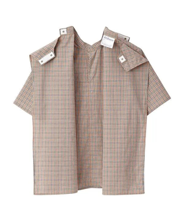 Men's Short Sleeve Button Down Shirt with Back Overlap