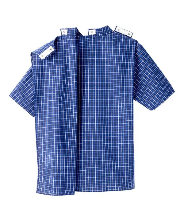 Men's Short Sleeve Button Down Shirt with Back Overlap
