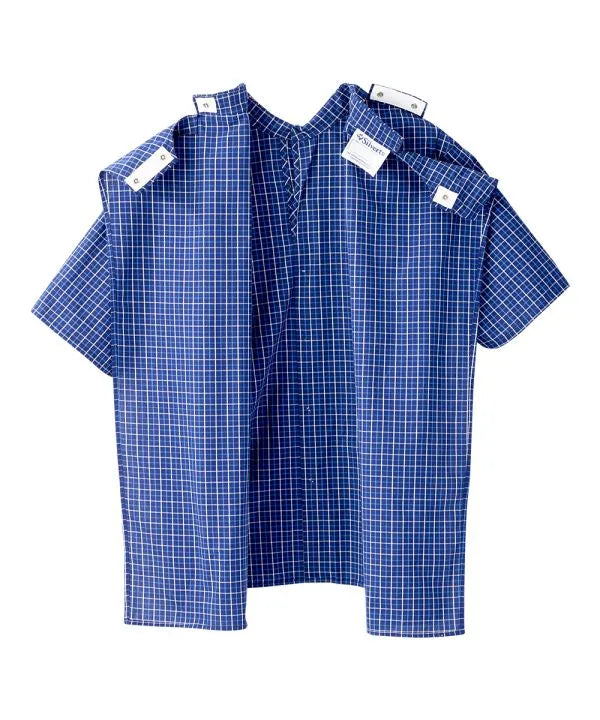 Men's Short Sleeve Button Down Shirt with Back Overlap