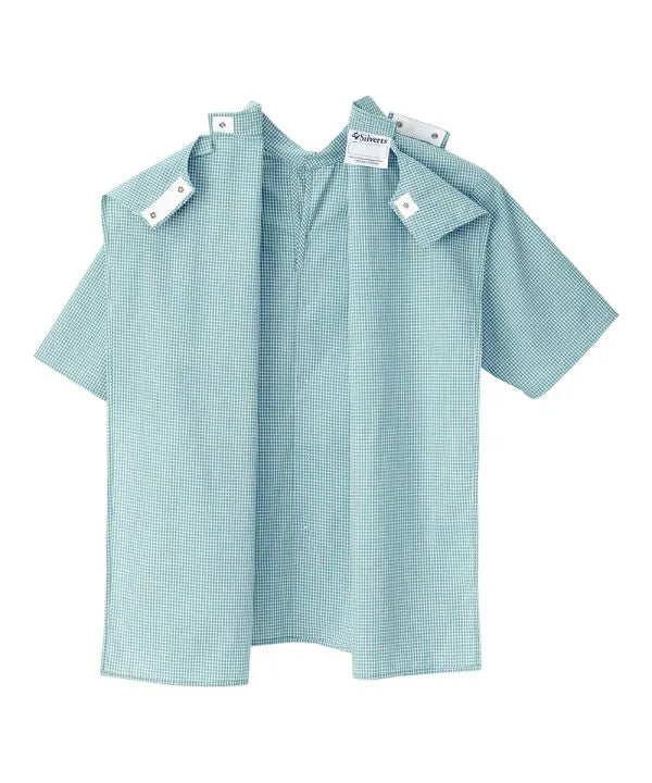 Men's Short Sleeve Button Down Shirt with Back Overlap