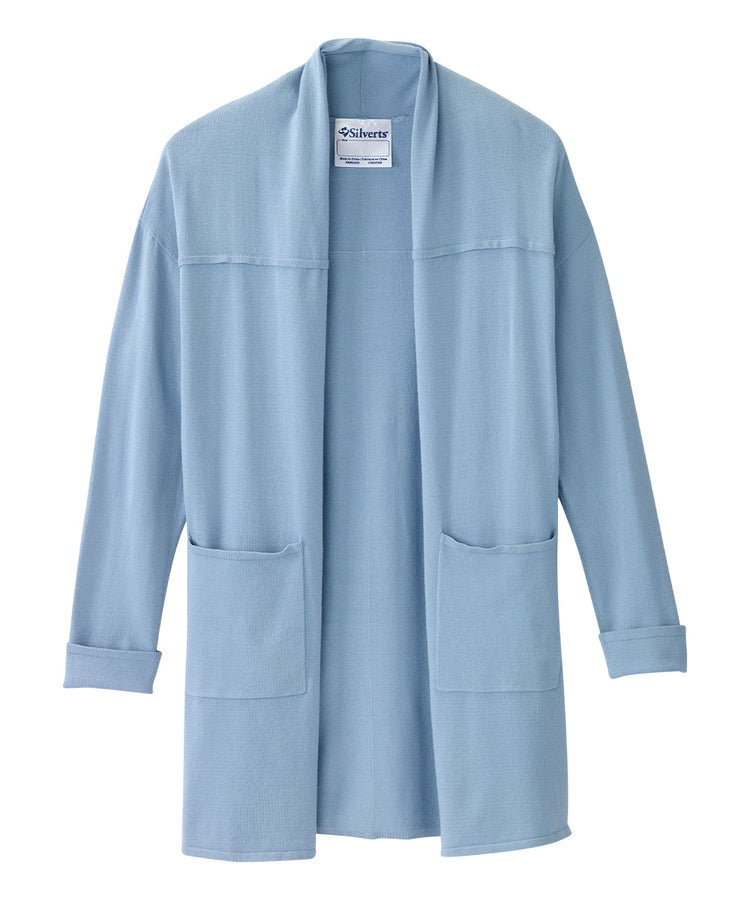 Long light blue cardigan with two front pockets