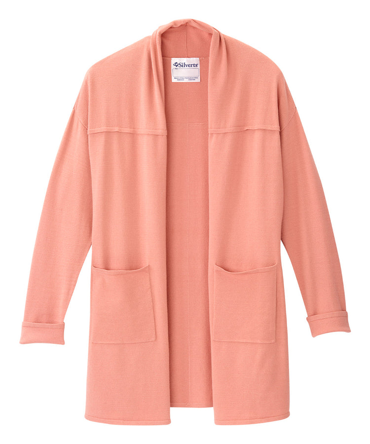 Long light Orange cardigan with two front pockets