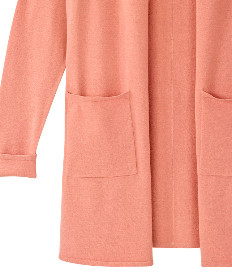 Long light orange cardigan with two front pockets