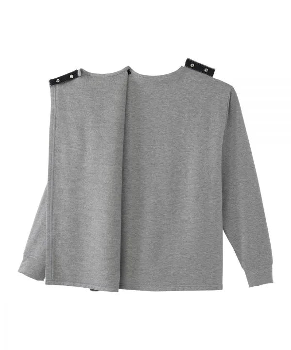 Heather grey fleece cardigan with half open back