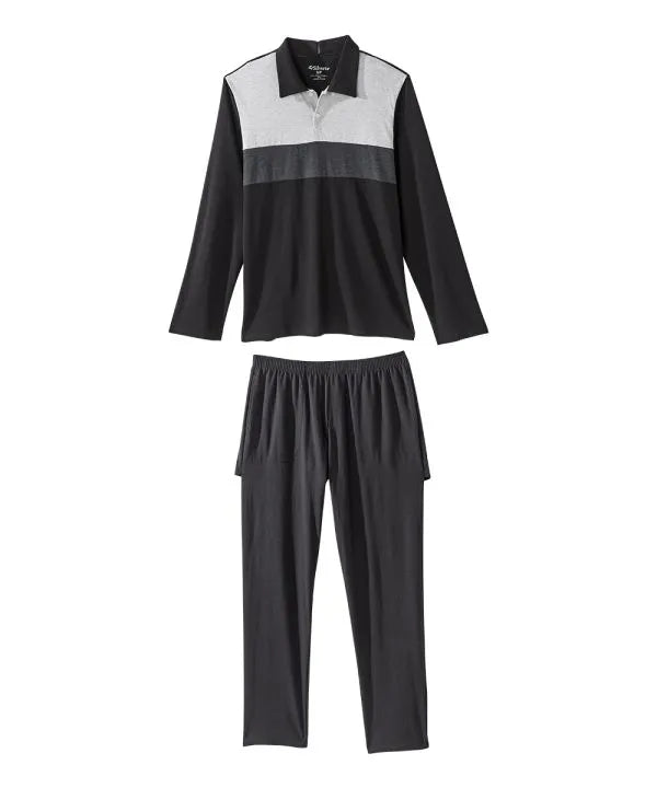 Black Men's Casual Open Back 2-Piece Set