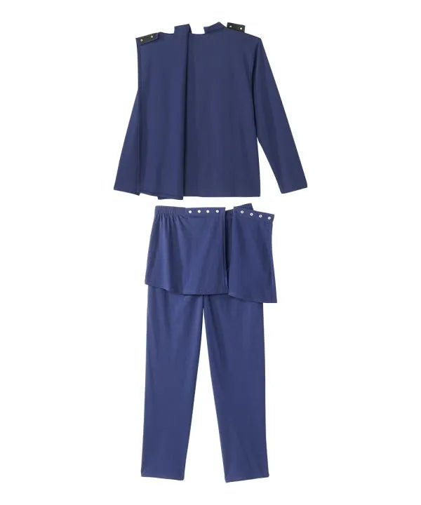 Back of the blue stone Men's Casual Open Back 2-Piece Set