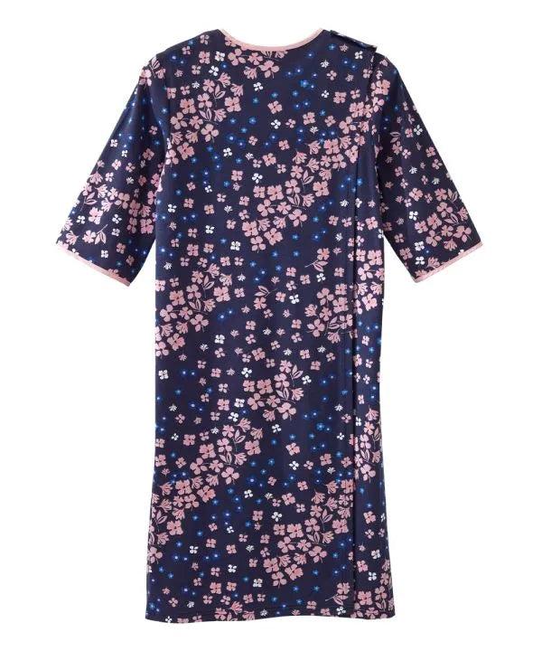 Back of the diagonal floral Women's Knit Open Back Nightgown