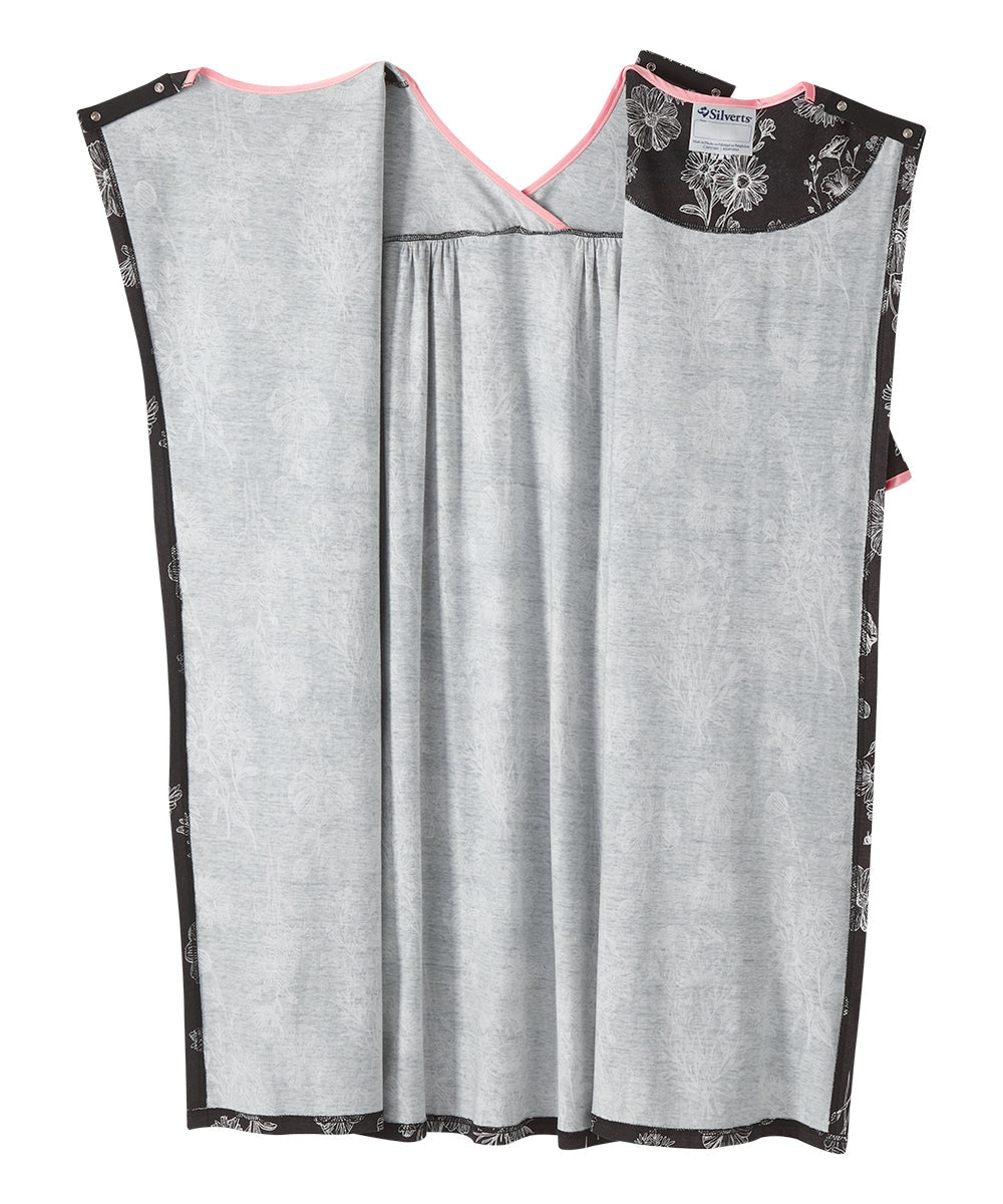 Ink Drawn Floral Women's Knit Open Back Nightgown