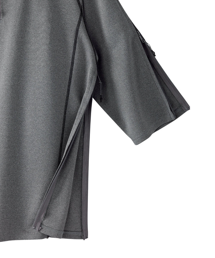 Grey collared shirt with zips on either side