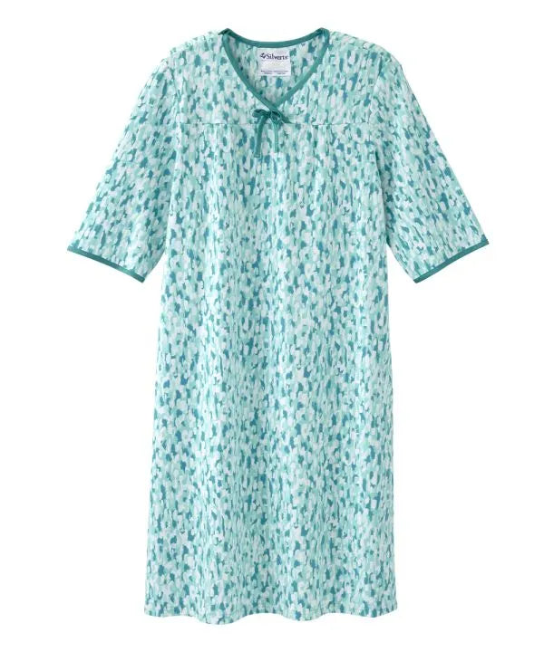 Front of the painted strokes Women's Knit Open Back Nightgown