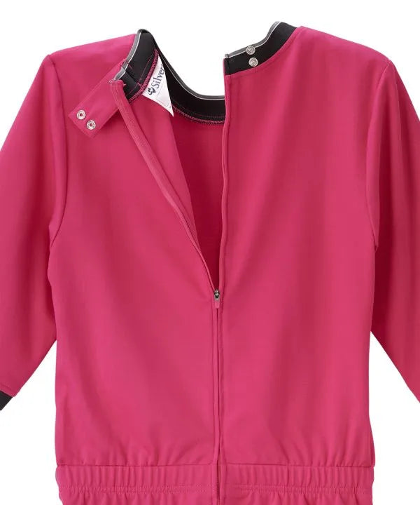 Pink Women's Full Back Zipper Jumpsuit opened