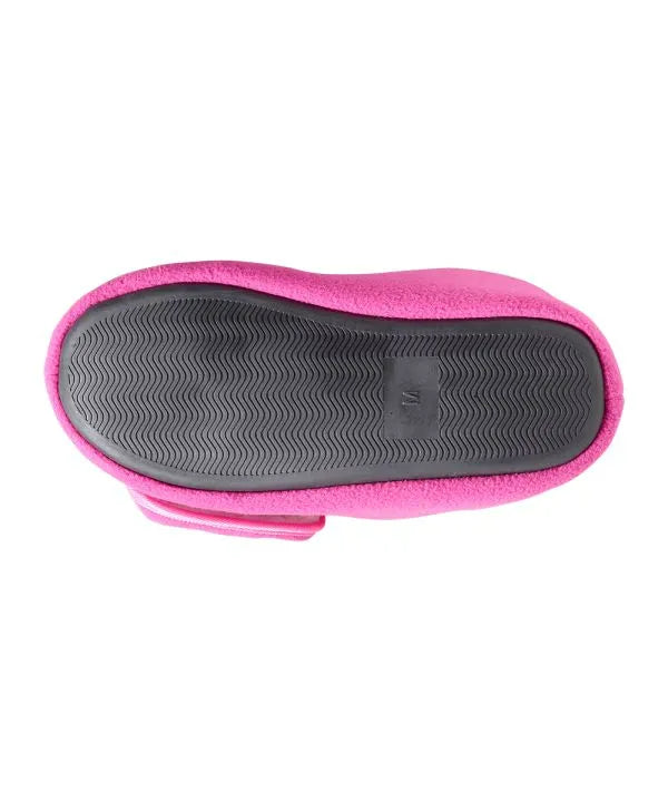 Unisex Wide Easy-On Fleece Bootie Slipper fuschia bottom