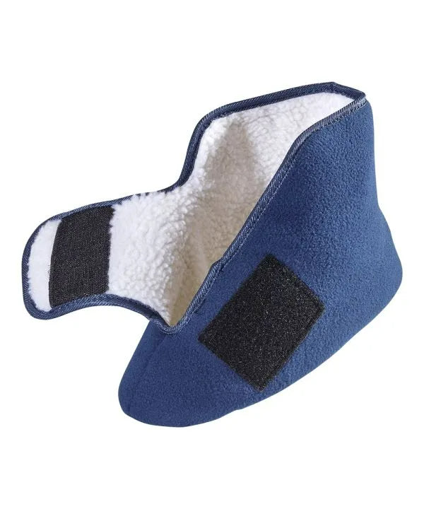 Unisex Wide Easy-On Fleece Bootie Slipper Navy