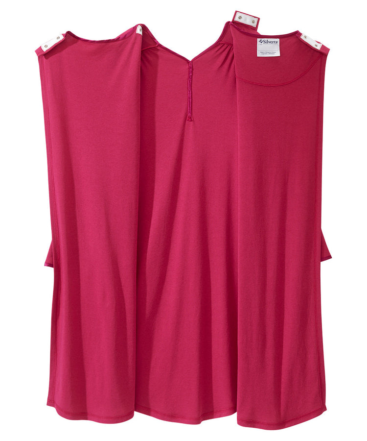 Wine Women's Long Sleeve Open Back Nightgown