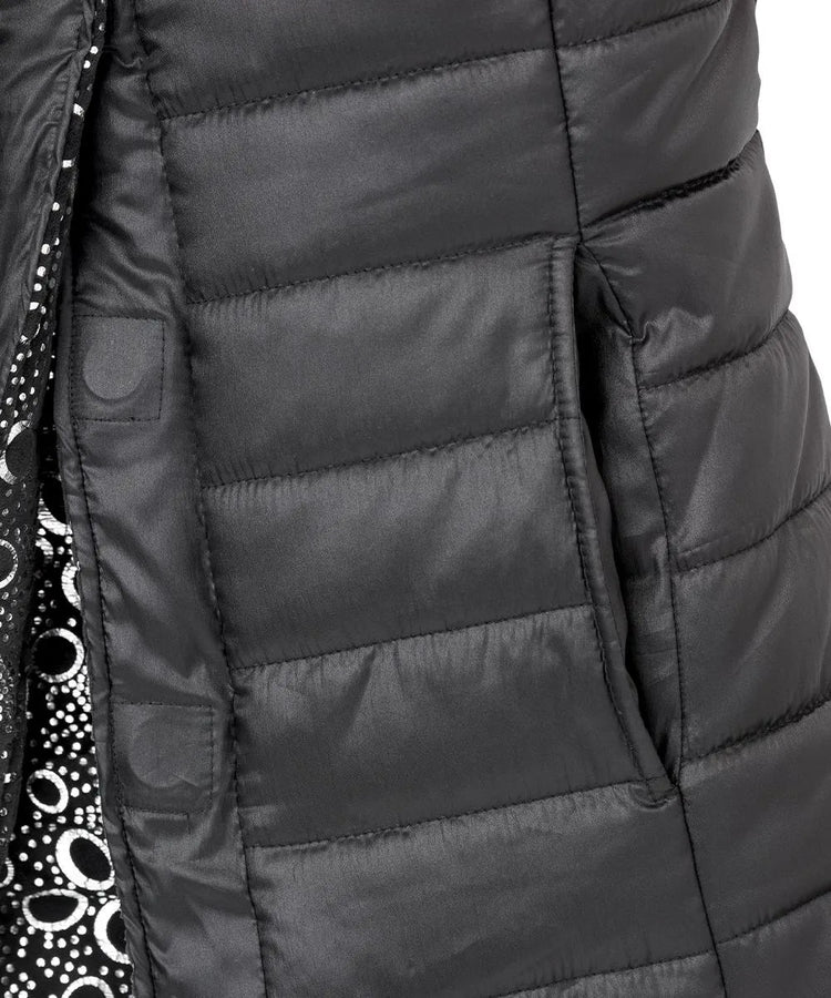 Side Pocket of the Black Silver Women’s Reversible Front Vest with Magnetic buttons