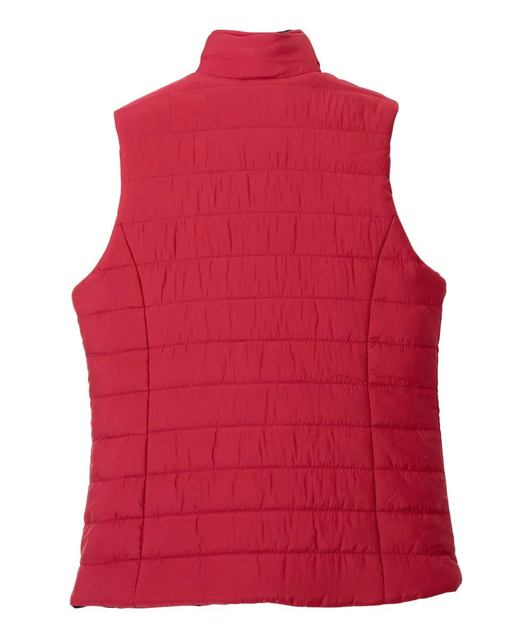 Back of the Red Floral Women’s Reversible Front Vest with Magnetic buttons
