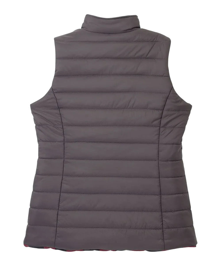 Back of the Red Plaid Women’s Reversible Front Vest with Magnetic buttons