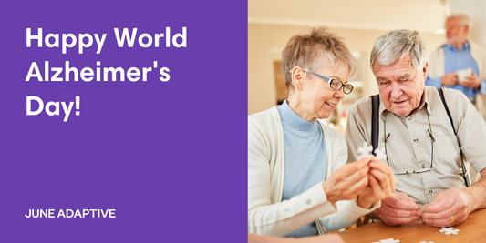 Purple Ribbon and an image of the world map. Copy reads, "Happy World Alzheimer's Day". 