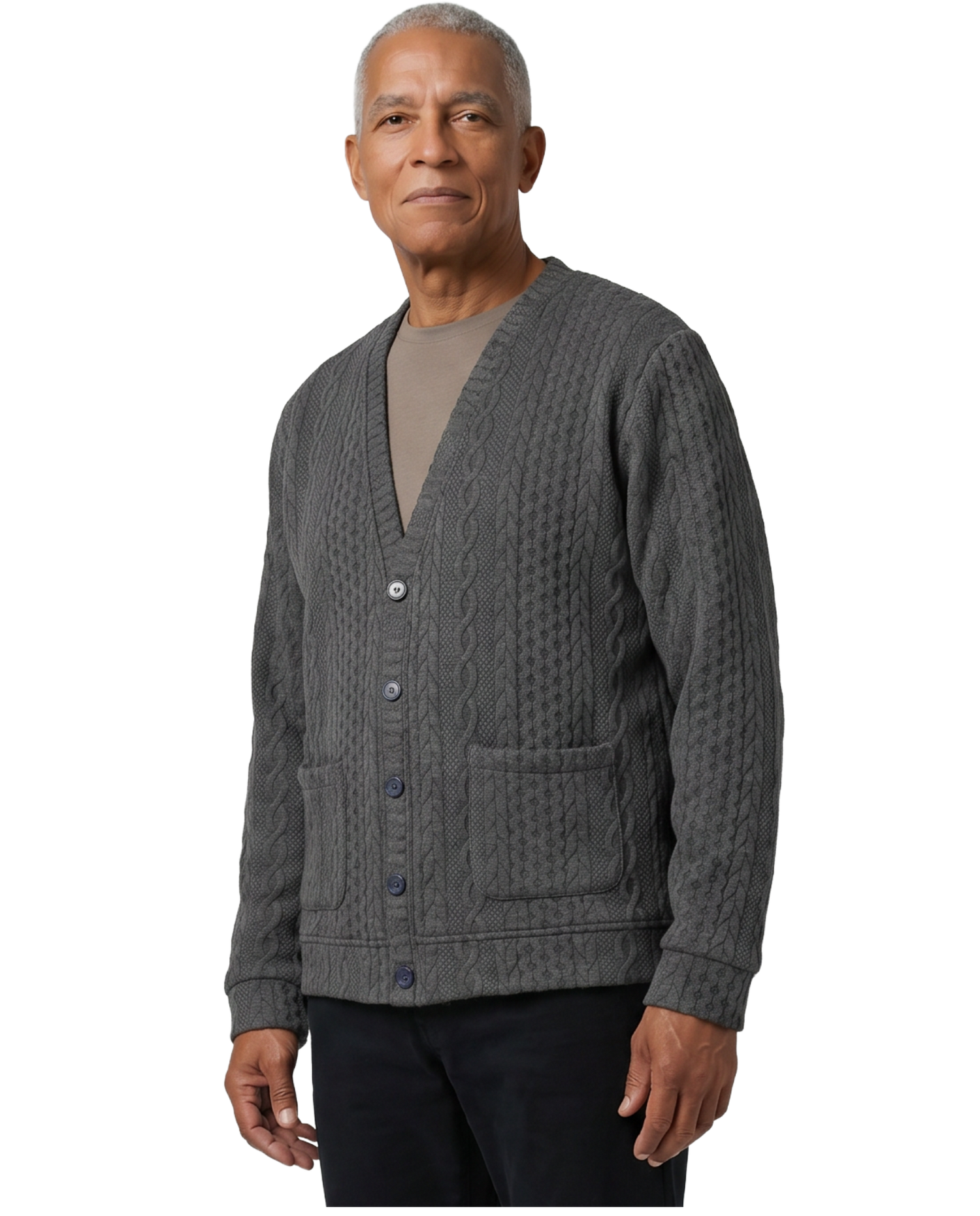 Adaptive Cardigan - Eddy | Charcoal, cropped view