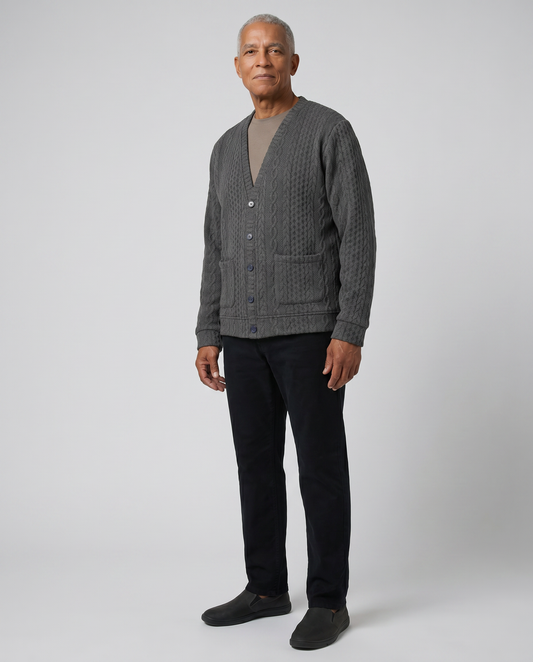 Adaptive Cardigan - Eddy | Charcoal, front view