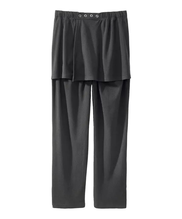 Men's Soft Stretch Pants with Back Overlap Black back view with overlap closed