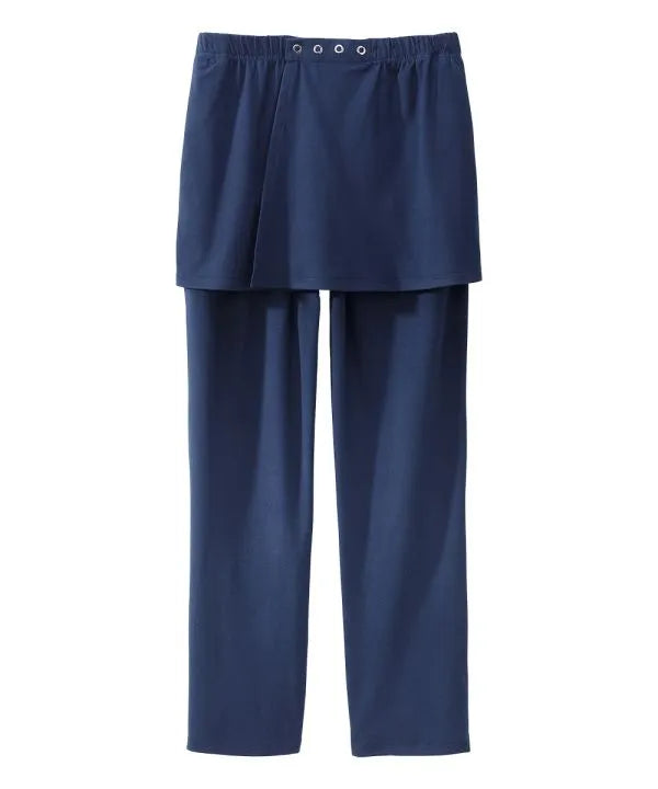Men's Soft Stretch Pants with Back Overlap Navy back view with overlap closed