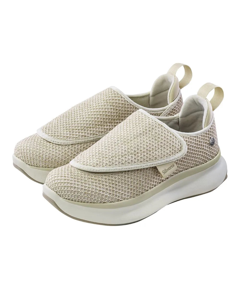 "Pair of June Adaptive Women's Extra Wide Comfort Adjustable Shoes in Oyster, side by side, highlighting the stylish and functional design