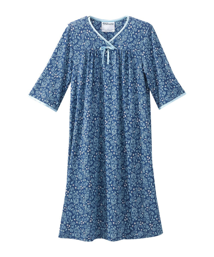 Women's Knit Nightgown with Back Overlap