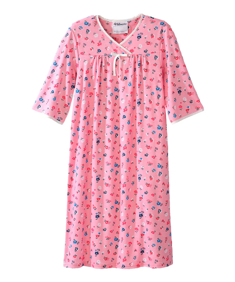 Women's Knit Nightgown with Back Overlap
