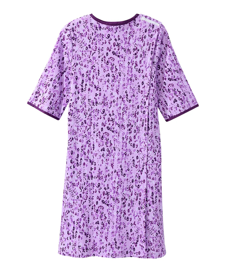 Women's Knit Nightgown with Back Overlap