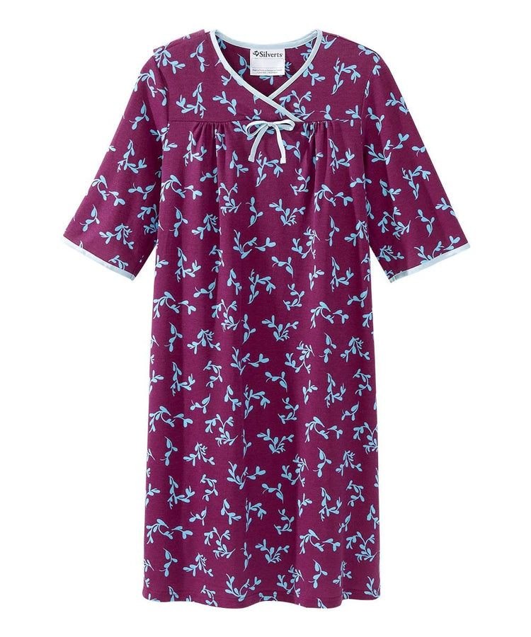 Women's Knit Nightgown with Back Overlap