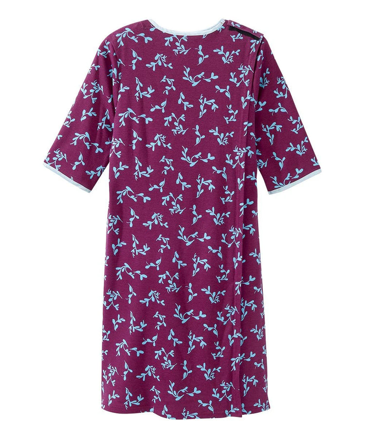 Women's Knit Nightgown with Back Overlap