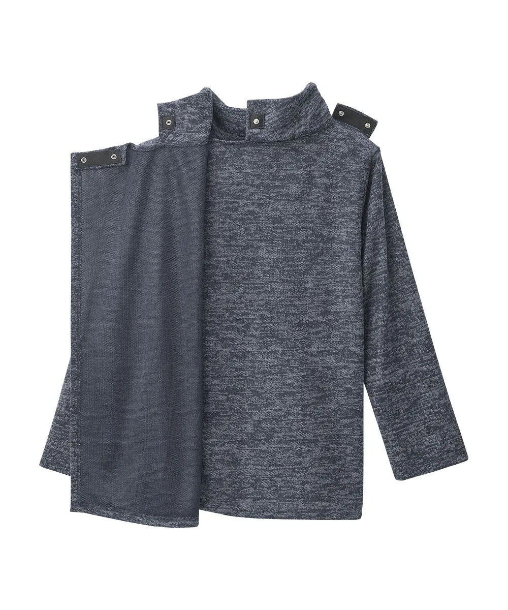 Women's Cowl Neck Top with Back Overlap Blue Stone open