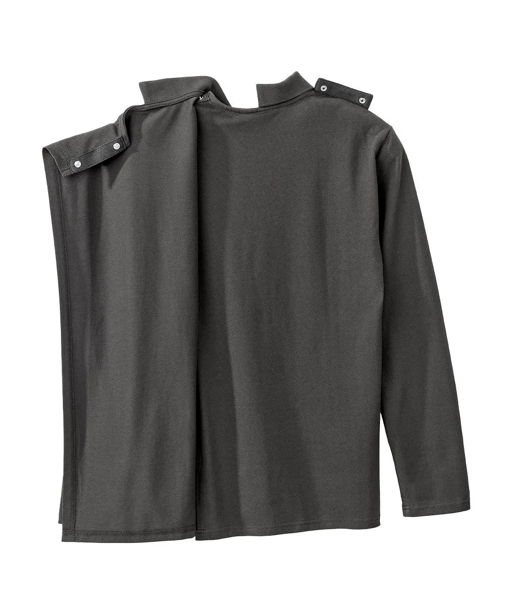 june adaptive mens long sleeve polo shirt with open back in Black