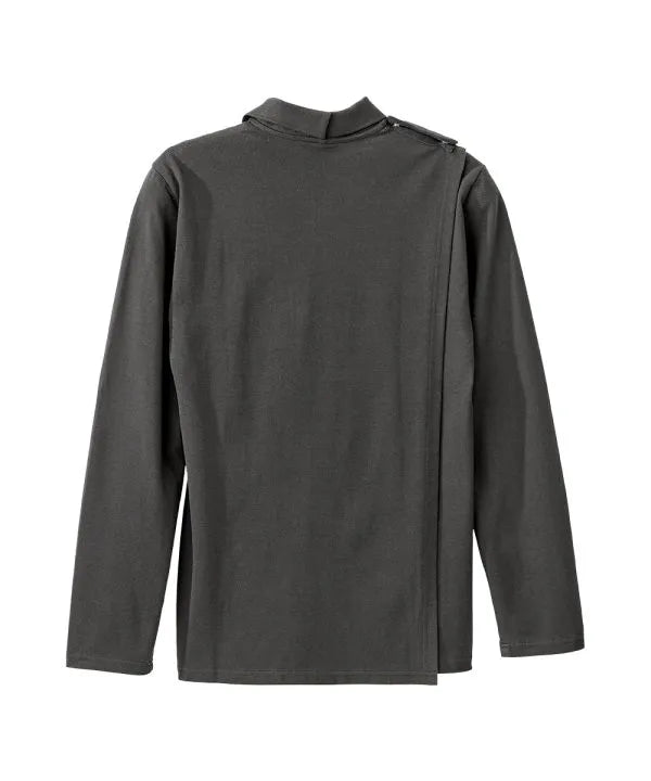 june adaptive mens long sleeve polo shirt with open back in Black