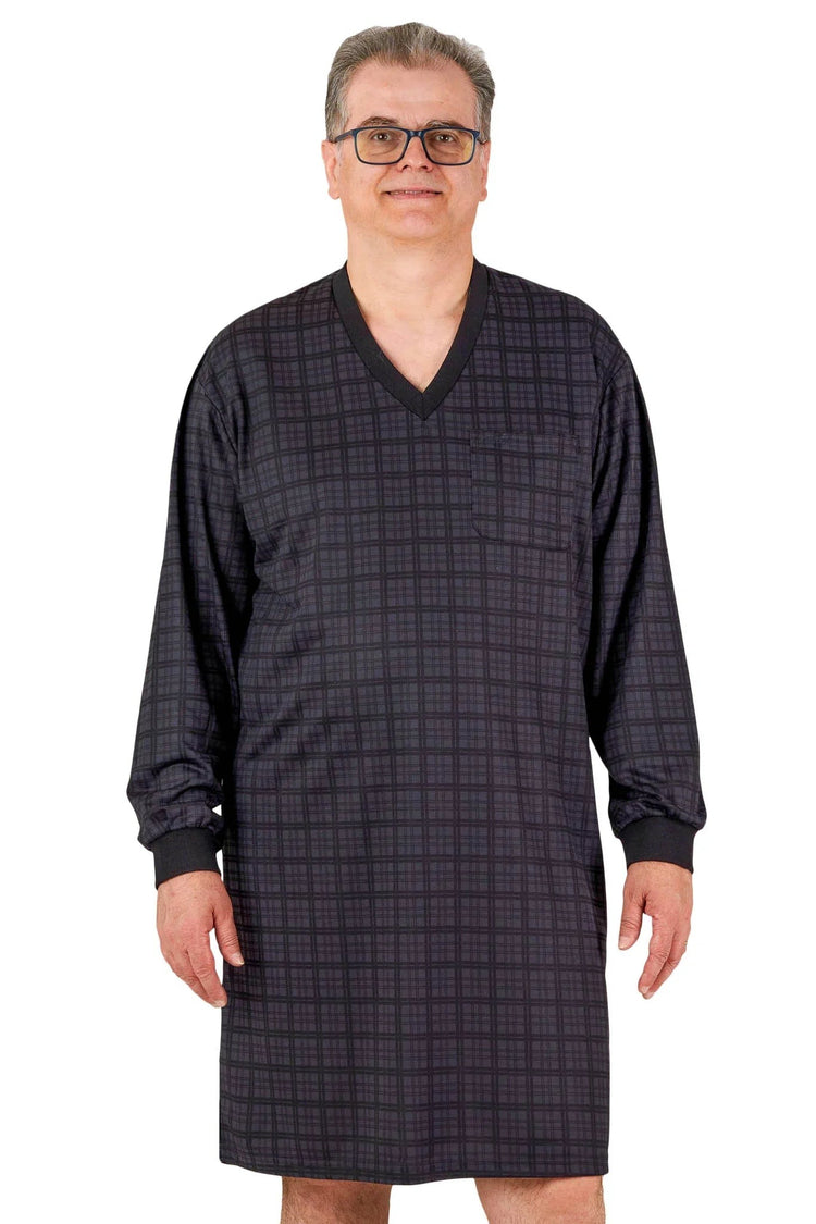Men’s Open-Back Easy Dressing Sleepwear | Assisted Dressing Snap Closure Comfort Adaptive Nightshirt
