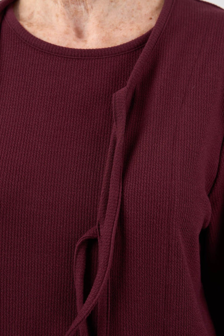 Women’s Open-Back Easy Dressing Cable Knit Shirt |Easy-Dress Snap Closure Adaptive Top
