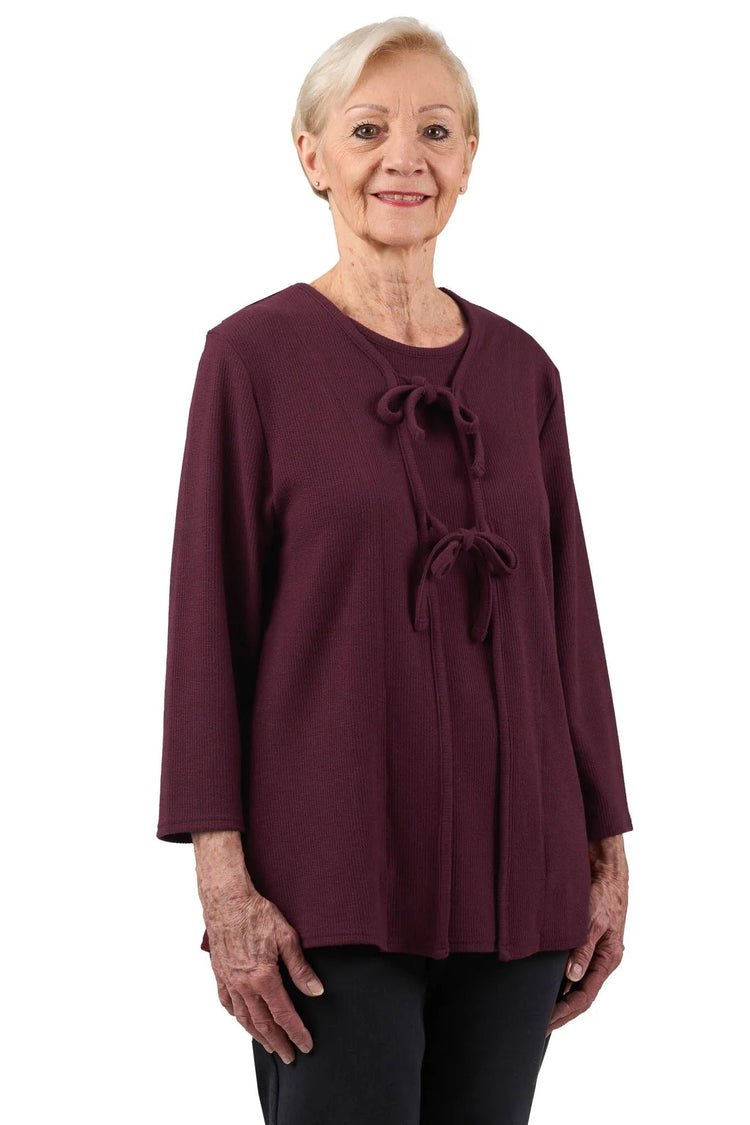 Women’s Open-Back Easy Dressing Cable Knit Shirt |Easy-Dress Snap Closure Adaptive Top