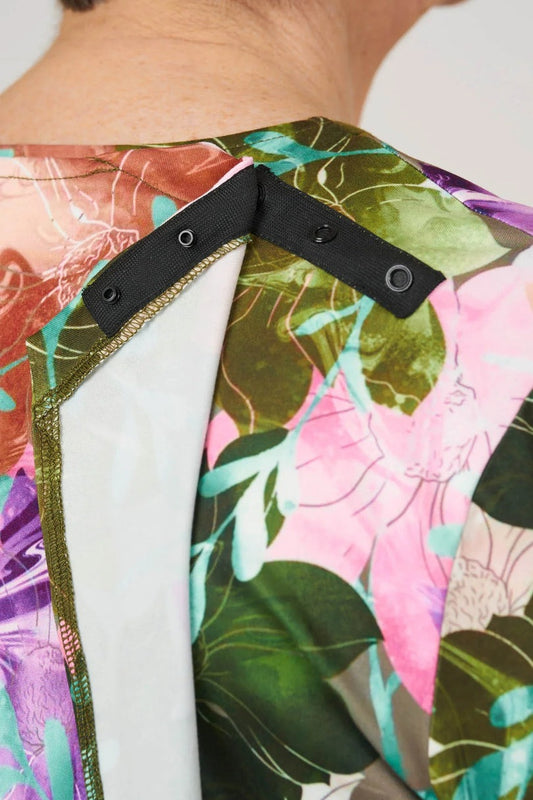 Women's Open-Back Floral Shirt for Assisted Dressing | Easy-Dress Snap Closure Adaptive Top