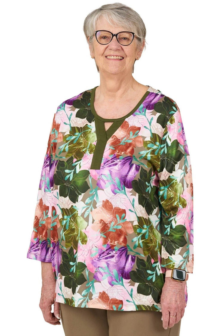 Women's Open-Back Floral Shirt for Assisted Dressing | Easy-Dress Snap Closure Adaptive Top