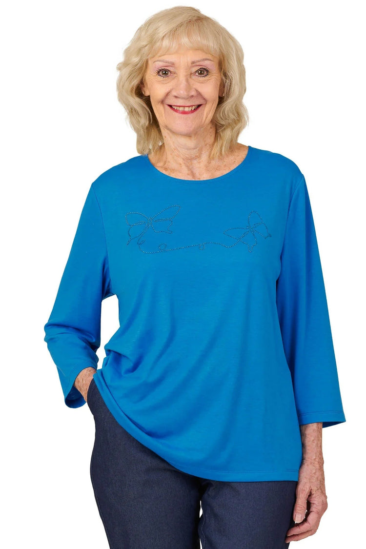Women's Easy-Access Open-Back Butterfly Shirt for Assisted Dressing | Easy-Dress Snap Closure Adaptive Top