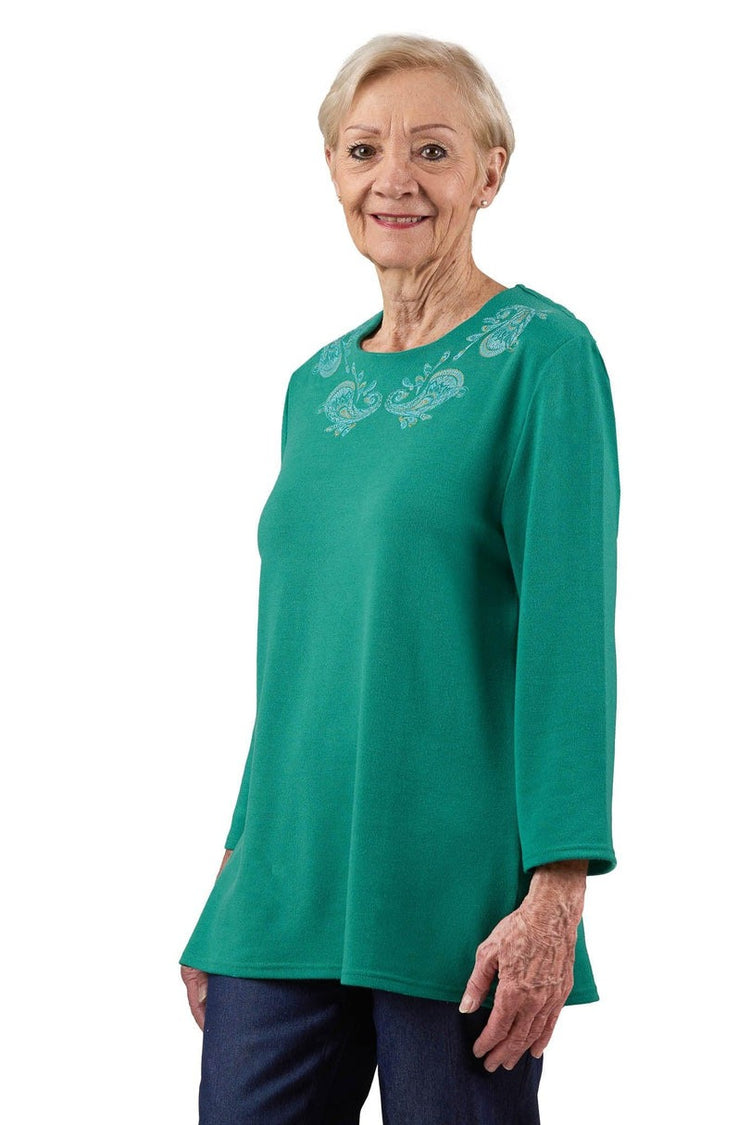 Open-Back Long Sleeve Shirt for Easy Assisted Dressing | Easy-Dress Snap Closure Adaptive Top